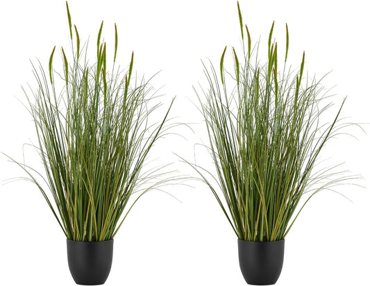 Artificial Grass Plant, 27 inch Faux Onion Grass Fake Greenery Shrubs Plant, Premium PVC for Indoor Outdoor House Home Garden Office Room Décor, Housewarming, 8 Pack Green