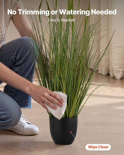 Artificial Grass Plant, 27 inch Faux Onion Grass Fake Greenery Shrubs Plant, Premium PVC for Indoor Outdoor House Home Garden Office Room Décor, Housewarming, 8 Pack Green