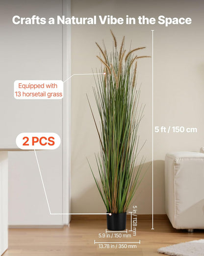 Artificial Grass Plant, 27 inch Faux Onion Grass Fake Greenery Shrubs Plant, Premium PVC for Indoor Outdoor House Home Garden Office Room Décor, Housewarming, 8 Pack Green