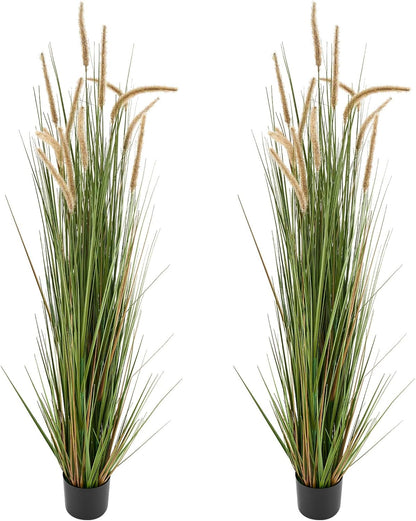 Artificial Grass Plant, 27 inch Faux Onion Grass Fake Greenery Shrubs Plant, Premium PVC for Indoor Outdoor House Home Garden Office Room Décor, Housewarming, 8 Pack Green