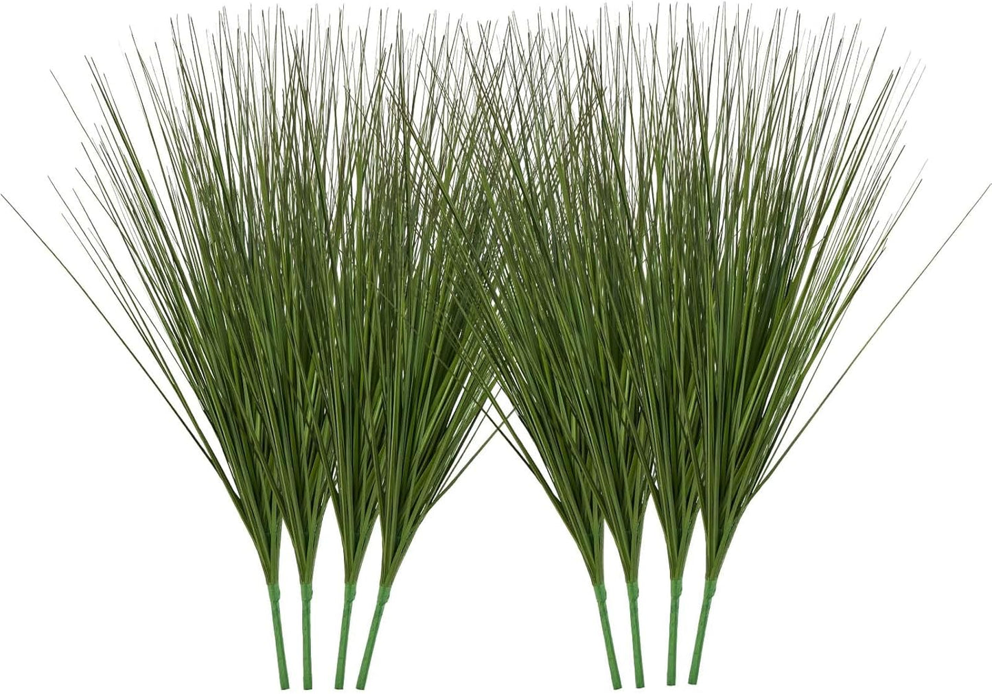 Artificial Grass Plant, 27 inch Faux Onion Grass Fake Greenery Shrubs Plant, Premium PVC for Indoor Outdoor House Home Garden Office Room Décor, Housewarming, 8 Pack Green