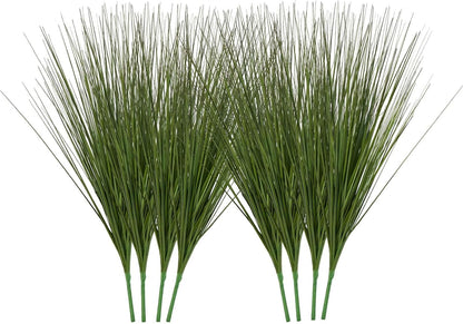 Artificial Grass Plant, 27 inch Faux Onion Grass Fake Greenery Shrubs Plant, Premium PVC for Indoor Outdoor House Home Garden Office Room Décor, Housewarming, 8 Pack Green