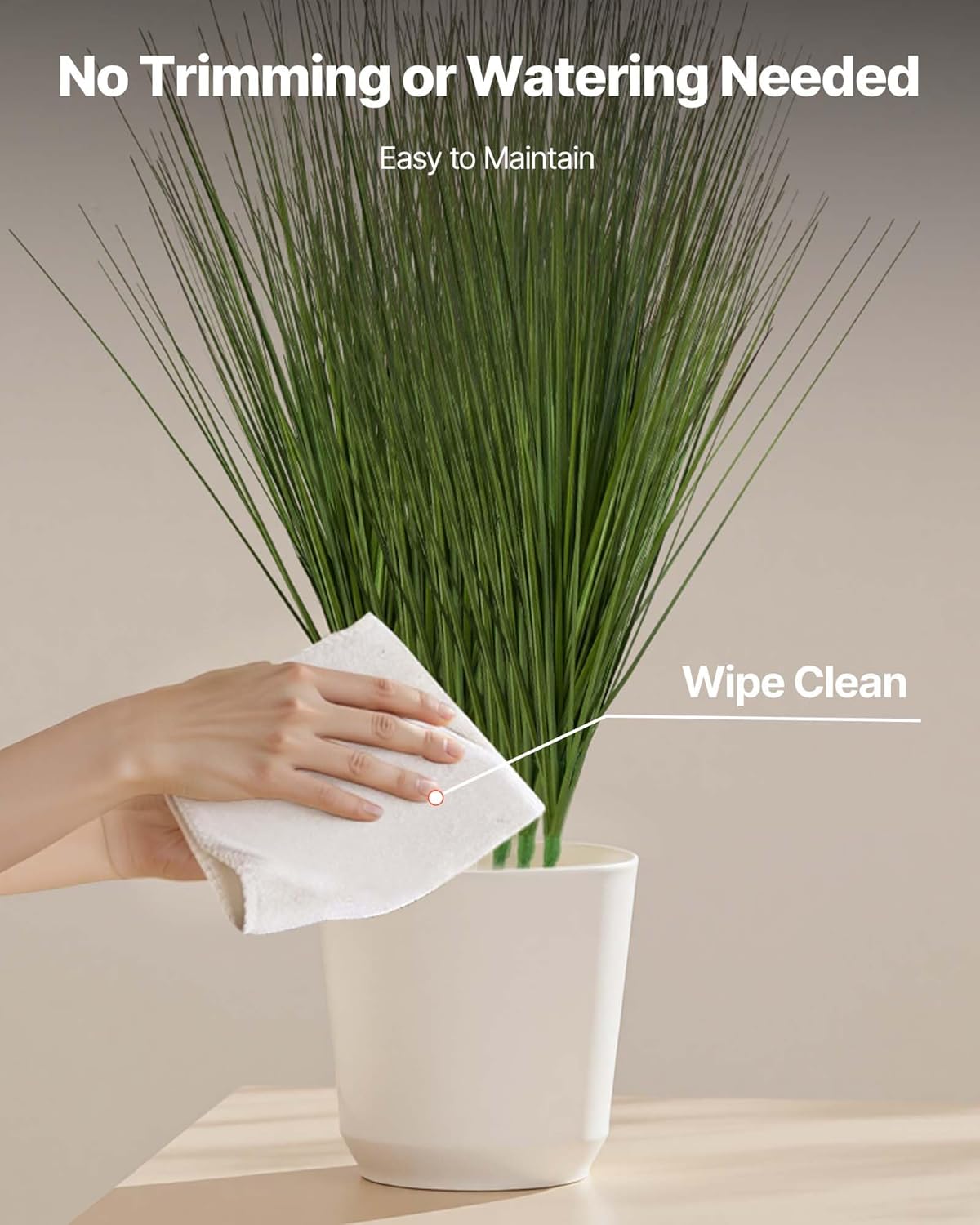 Artificial Grass Plant, 27 inch Faux Onion Grass Fake Greenery Shrubs Plant, Premium PVC for Indoor Outdoor House Home Garden Office Room Décor, Housewarming, 8 Pack Green