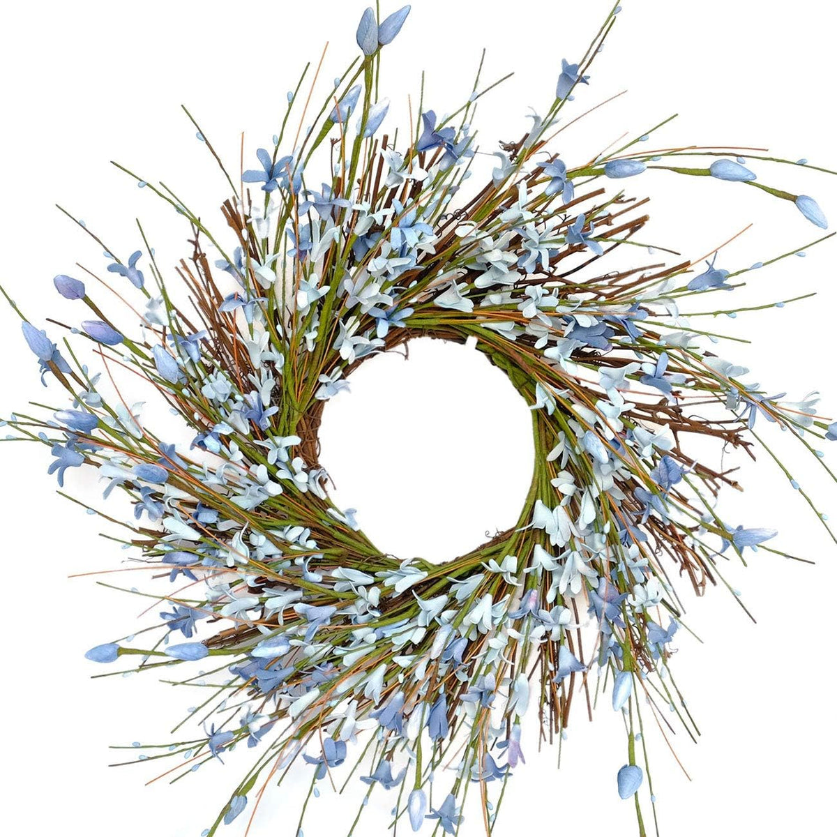 20inch Artificial Forsythia Flower Wreath, All Year Around Wreath for Front Door, Wedding Window Home Wall Indoor Front Door Decor (Yellow, 20in)