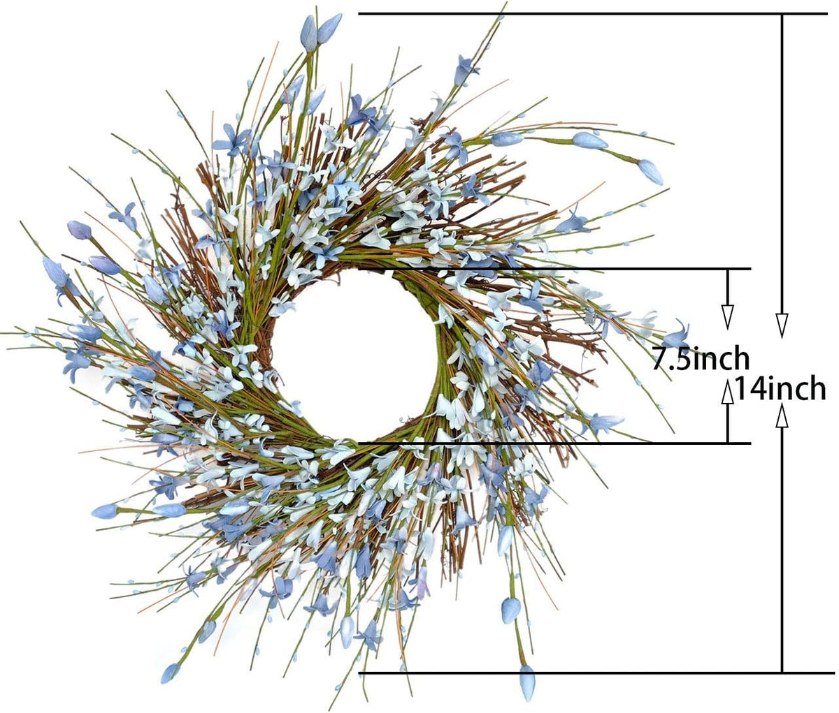 20inch Artificial Forsythia Flower Wreath, All Year Around Wreath for Front Door, Wedding Window Home Wall Indoor Front Door Decor (Yellow, 20in)