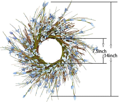 20inch Artificial Forsythia Flower Wreath, All Year Around Wreath for Front Door, Wedding Window Home Wall Indoor Front Door Decor (Yellow, 20in)