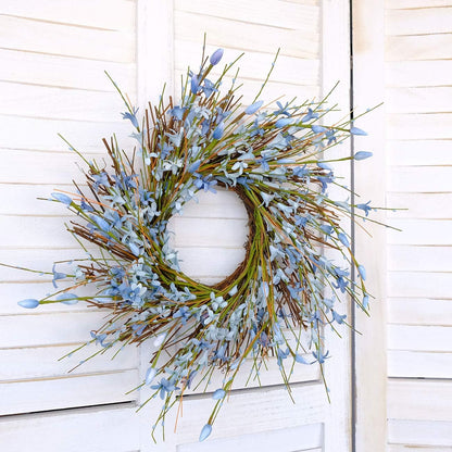 20inch Artificial Forsythia Flower Wreath, All Year Around Wreath for Front Door, Wedding Window Home Wall Indoor Front Door Decor (Yellow, 20in)