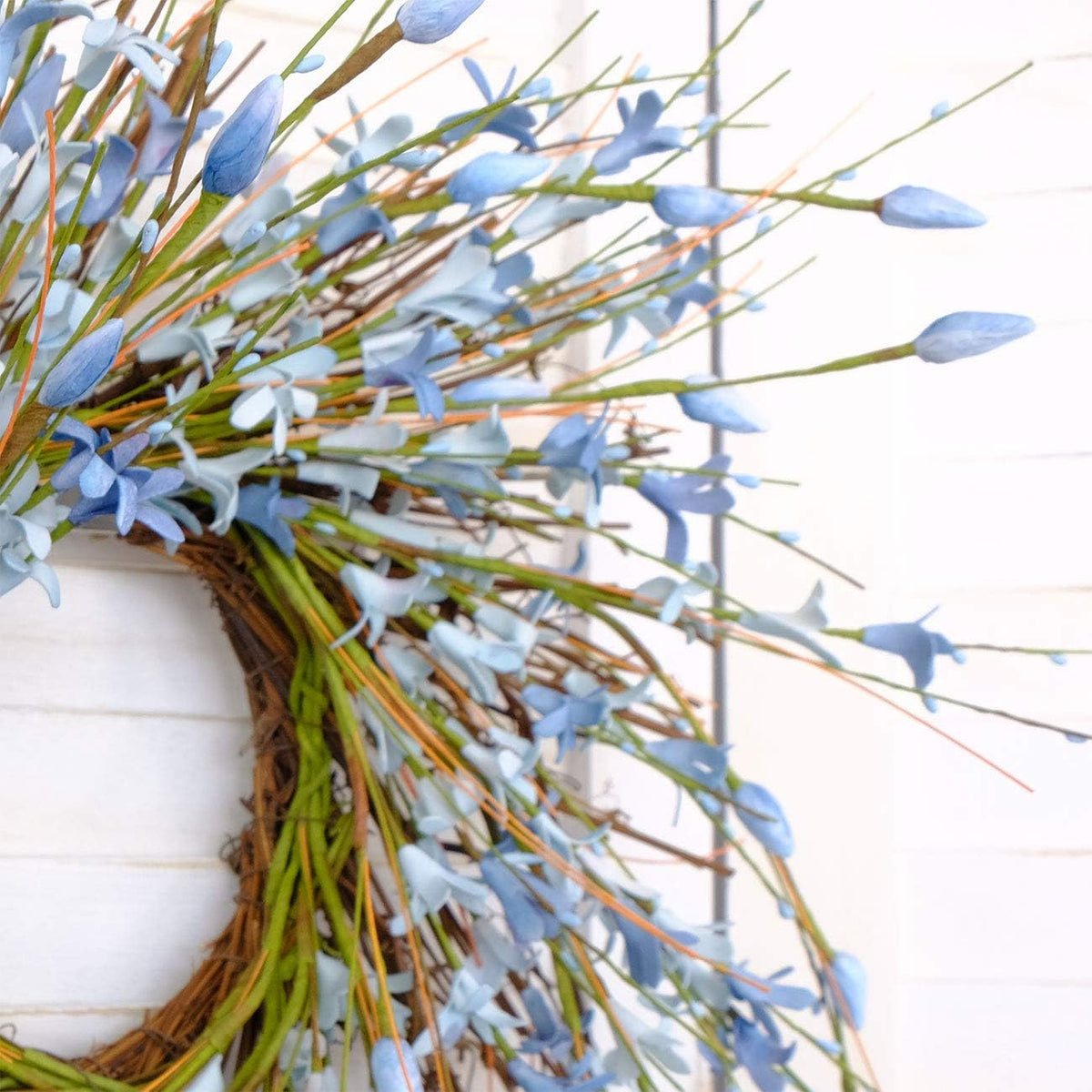20inch Artificial Forsythia Flower Wreath, All Year Around Wreath for Front Door, Wedding Window Home Wall Indoor Front Door Decor (Yellow, 20in)