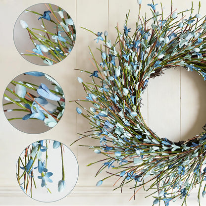 20inch Artificial Forsythia Flower Wreath, All Year Around Wreath for Front Door, Wedding Window Home Wall Indoor Front Door Decor (Yellow, 20in)