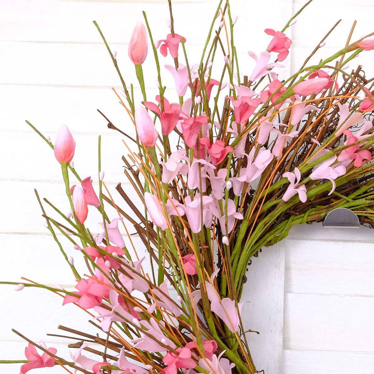 20inch Artificial Forsythia Flower Wreath, All Year Around Wreath for Front Door, Wedding Window Home Wall Indoor Front Door Decor (Yellow, 20in)