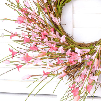 20inch Artificial Forsythia Flower Wreath, All Year Around Wreath for Front Door, Wedding Window Home Wall Indoor Front Door Decor (Yellow, 20in)