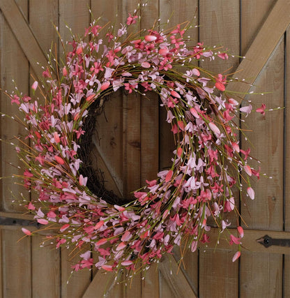 20inch Artificial Forsythia Flower Wreath, All Year Around Wreath for Front Door, Wedding Window Home Wall Indoor Front Door Decor (Yellow, 20in)