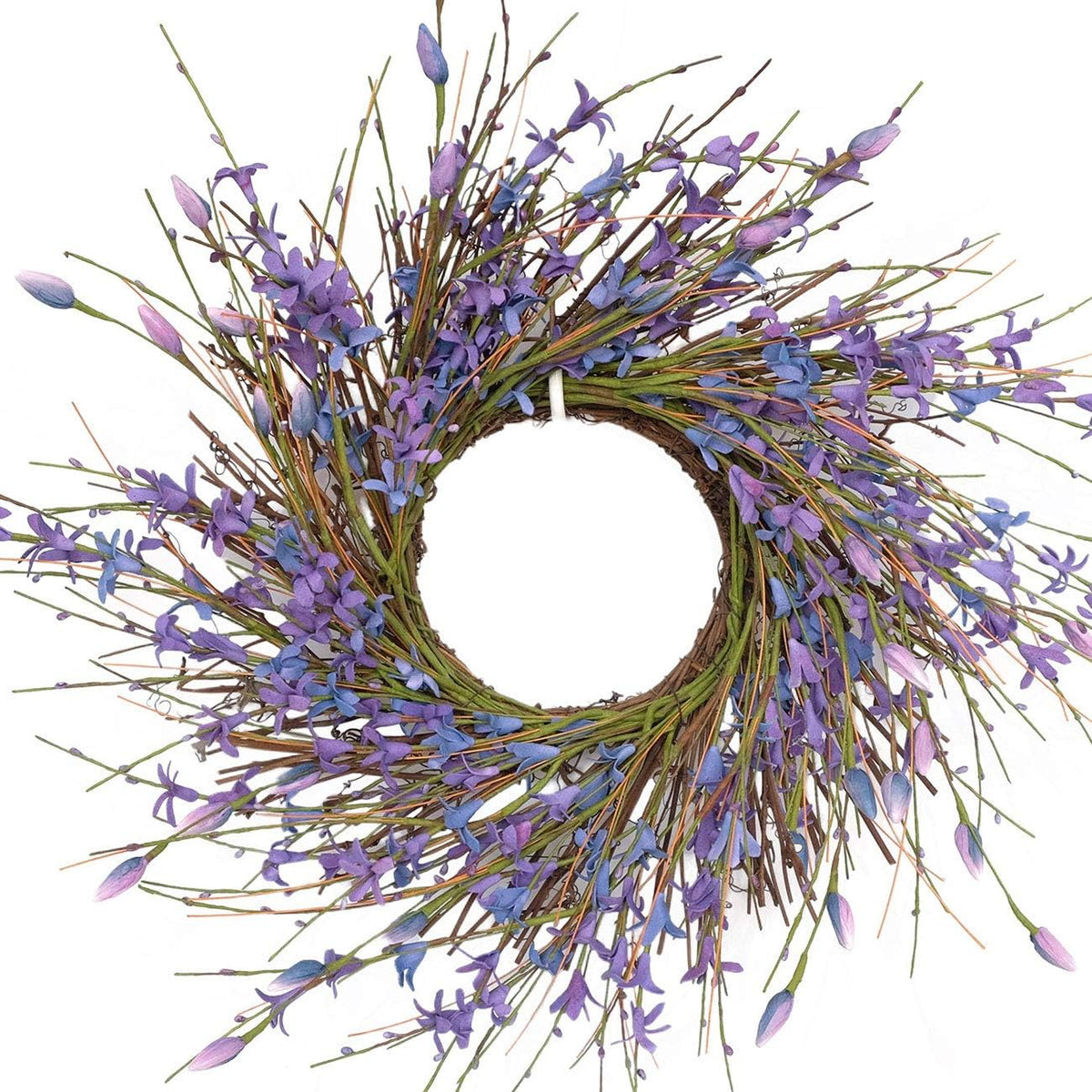 20inch Artificial Forsythia Flower Wreath, All Year Around Wreath for Front Door, Wedding Window Home Wall Indoor Front Door Decor (Yellow, 20in)