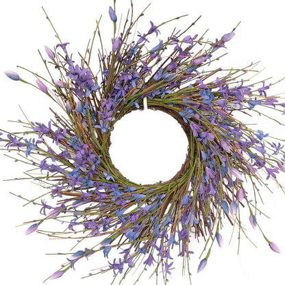 20inch Artificial Forsythia Flower Wreath, All Year Around Wreath for Front Door, Wedding Window Home Wall Indoor Front Door Decor (Yellow, 20in)