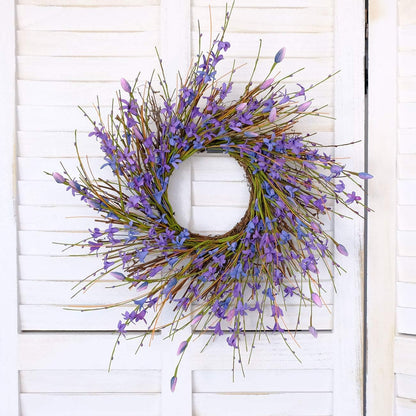 20inch Artificial Forsythia Flower Wreath, All Year Around Wreath for Front Door, Wedding Window Home Wall Indoor Front Door Decor (Yellow, 20in)