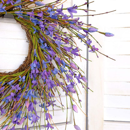 20inch Artificial Forsythia Flower Wreath, All Year Around Wreath for Front Door, Wedding Window Home Wall Indoor Front Door Decor (Yellow, 20in)