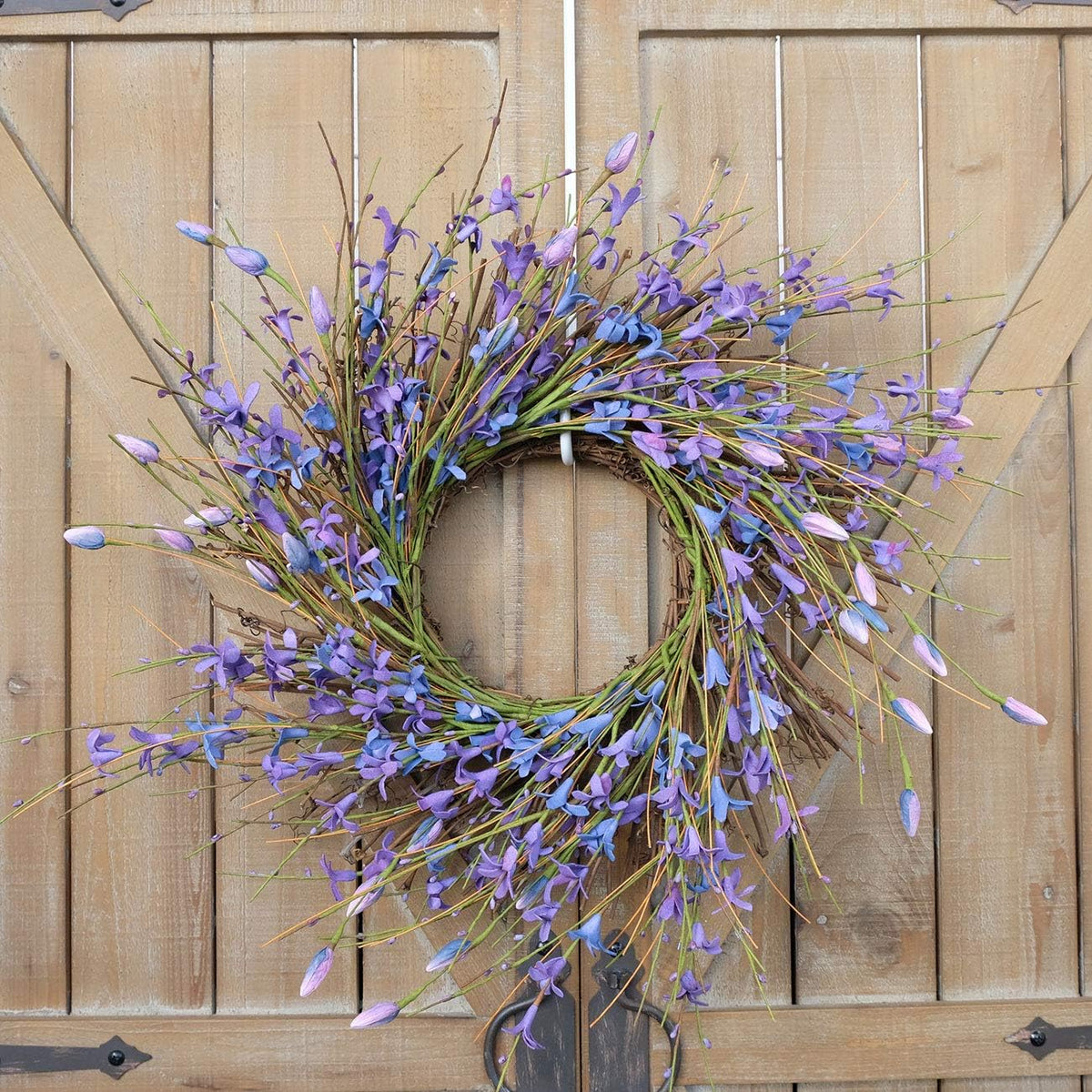 20inch Artificial Forsythia Flower Wreath, All Year Around Wreath for Front Door, Wedding Window Home Wall Indoor Front Door Decor (Yellow, 20in)