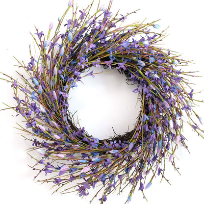 20inch Artificial Forsythia Flower Wreath, All Year Around Wreath for Front Door, Wedding Window Home Wall Indoor Front Door Decor (Yellow, 20in)