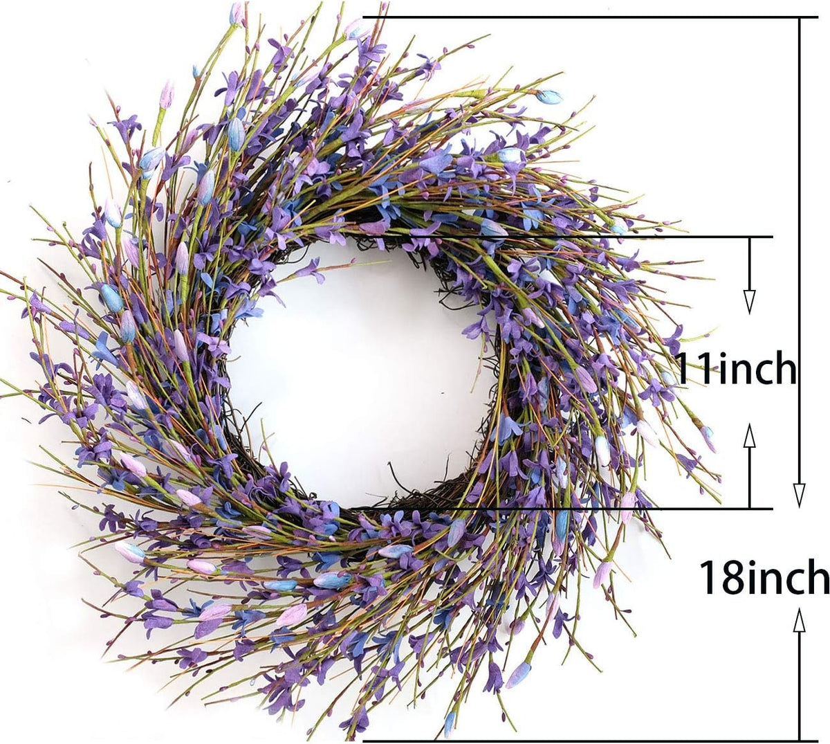 20inch Artificial Forsythia Flower Wreath, All Year Around Wreath for Front Door, Wedding Window Home Wall Indoor Front Door Decor (Yellow, 20in)