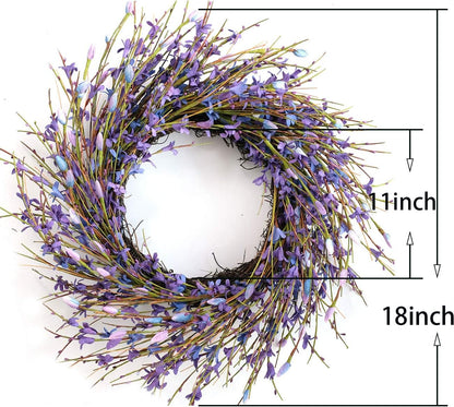 20inch Artificial Forsythia Flower Wreath, All Year Around Wreath for Front Door, Wedding Window Home Wall Indoor Front Door Decor (Yellow, 20in)