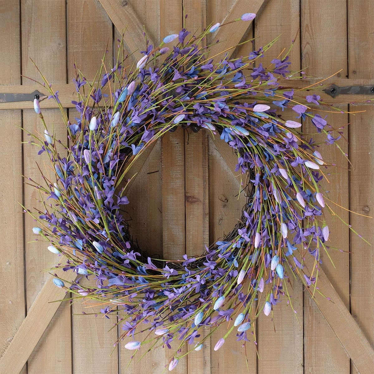 20inch Artificial Forsythia Flower Wreath, All Year Around Wreath for Front Door, Wedding Window Home Wall Indoor Front Door Decor (Yellow, 20in)