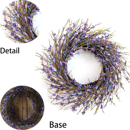 20inch Artificial Forsythia Flower Wreath, All Year Around Wreath for Front Door, Wedding Window Home Wall Indoor Front Door Decor (Yellow, 20in)