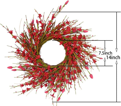 20inch Artificial Forsythia Flower Wreath, All Year Around Wreath for Front Door, Wedding Window Home Wall Indoor Front Door Decor (Yellow, 20in)
