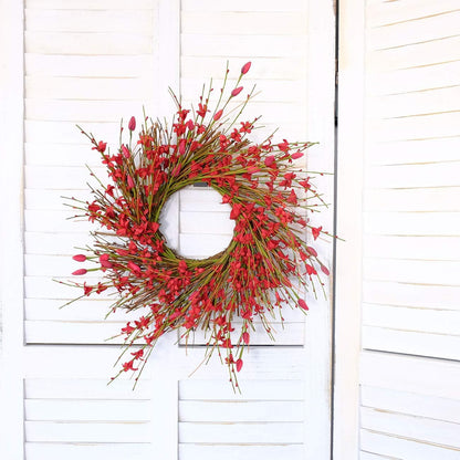 20inch Artificial Forsythia Flower Wreath, All Year Around Wreath for Front Door, Wedding Window Home Wall Indoor Front Door Decor (Yellow, 20in)