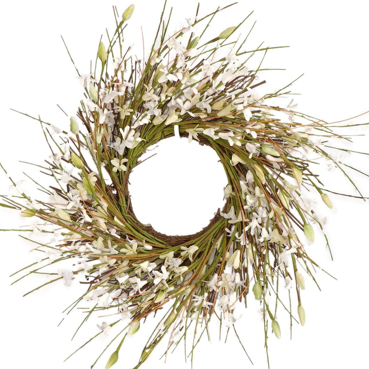 20inch Artificial Forsythia Flower Wreath, All Year Around Wreath for Front Door, Wedding Window Home Wall Indoor Front Door Decor (Yellow, 20in)