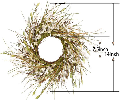 20inch Artificial Forsythia Flower Wreath, All Year Around Wreath for Front Door, Wedding Window Home Wall Indoor Front Door Decor (Yellow, 20in)