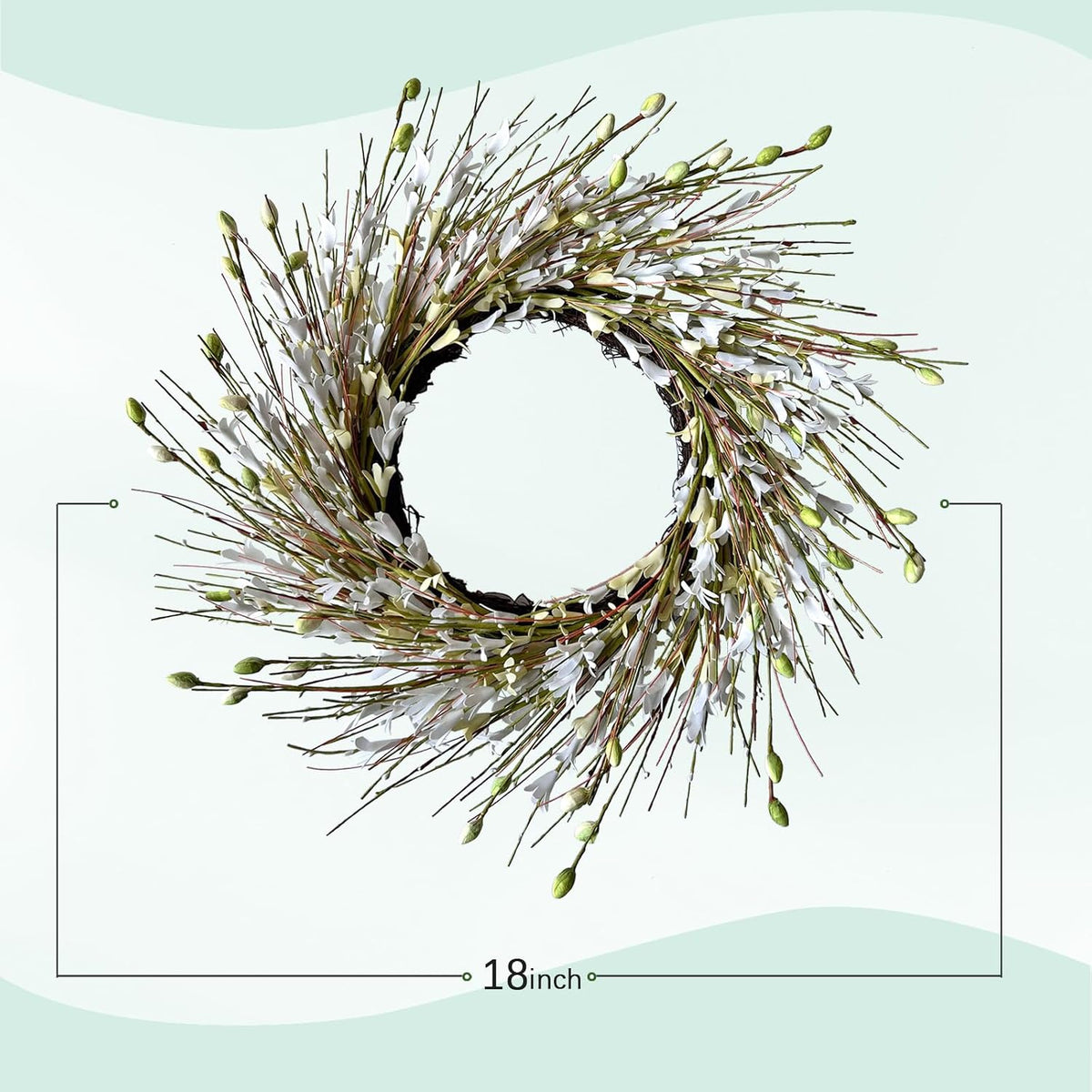 20inch Artificial Forsythia Flower Wreath, All Year Around Wreath for Front Door, Wedding Window Home Wall Indoor Front Door Decor (Yellow, 20in)