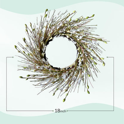 20inch Artificial Forsythia Flower Wreath, All Year Around Wreath for Front Door, Wedding Window Home Wall Indoor Front Door Decor (Yellow, 20in)