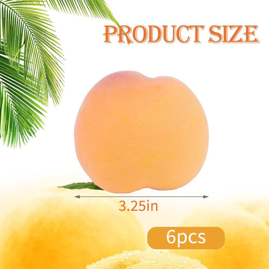 Artificial Peaches 6PCS Fake Yellow Peaches Simulation Peach Fake Fruits Simulation Peach for Home Kitchen Table Decor Photography Props