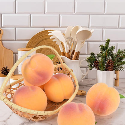Artificial Peaches 6PCS Fake Yellow Peaches Simulation Peach Fake Fruits Simulation Peach for Home Kitchen Table Decor Photography Props