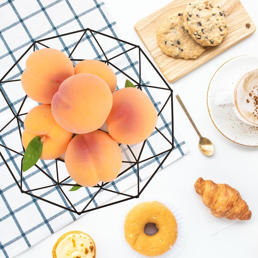 Artificial Peaches 6PCS Fake Yellow Peaches Simulation Peach Fake Fruits Simulation Peach for Home Kitchen Table Decor Photography Props
