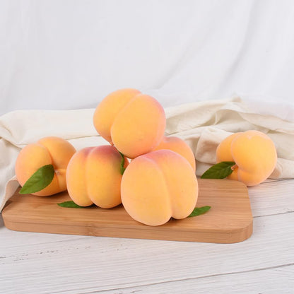 Artificial Peaches 6PCS Fake Yellow Peaches Simulation Peach Fake Fruits Simulation Peach for Home Kitchen Table Decor Photography Props