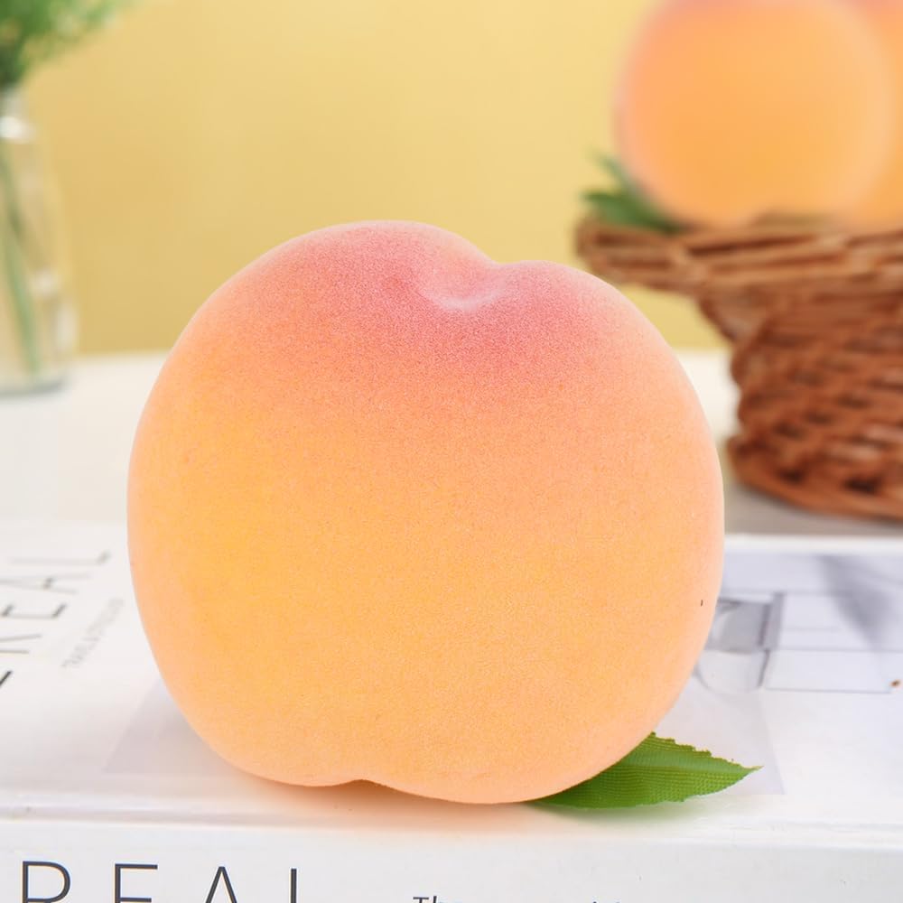 Artificial Peaches 6PCS Fake Yellow Peaches Simulation Peach Fake Fruits Simulation Peach for Home Kitchen Table Decor Photography Props