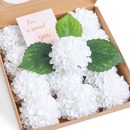 Artificial White Dahlias Flowers 12 Pcs