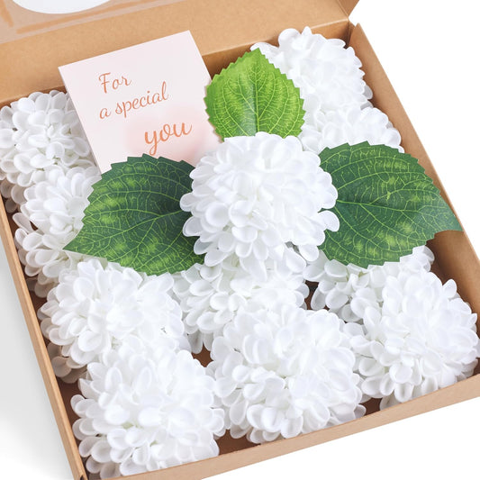Artificial White Dahlias Flowers 12 Pcs