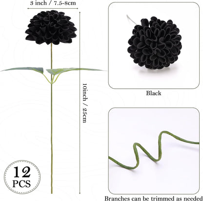 Artificial White Dahlias Flowers 12 Pcs
