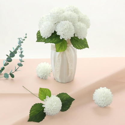 Artificial White Dahlias Flowers 12 Pcs