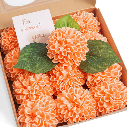 Artificial White Dahlias Flowers 12 Pcs