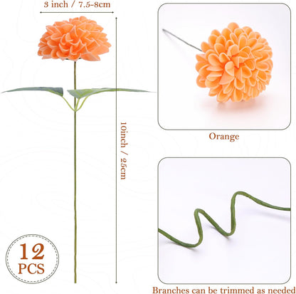 Artificial White Dahlias Flowers 12 Pcs