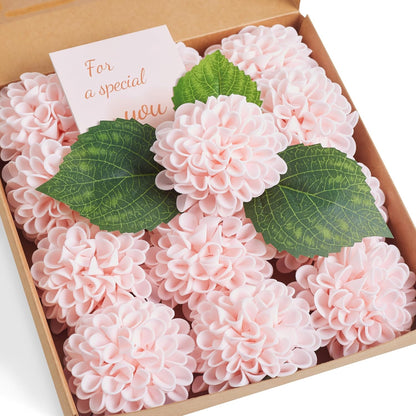 Artificial White Dahlias Flowers 12 Pcs