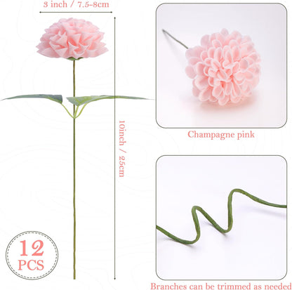 Artificial White Dahlias Flowers 12 Pcs