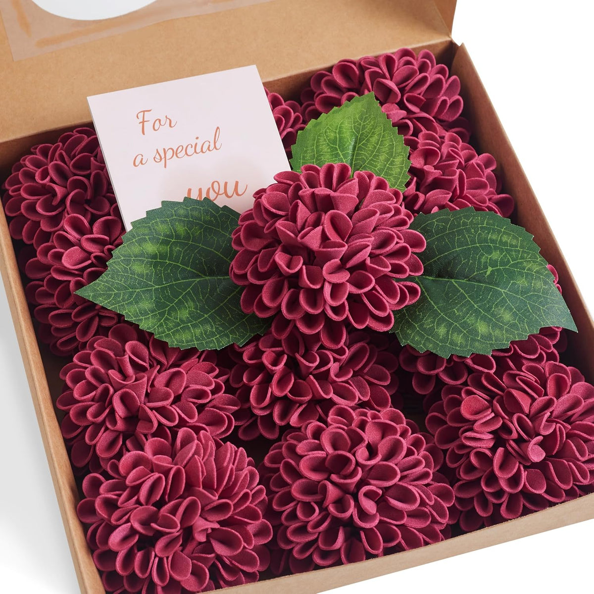 Artificial White Dahlias Flowers 12 Pcs