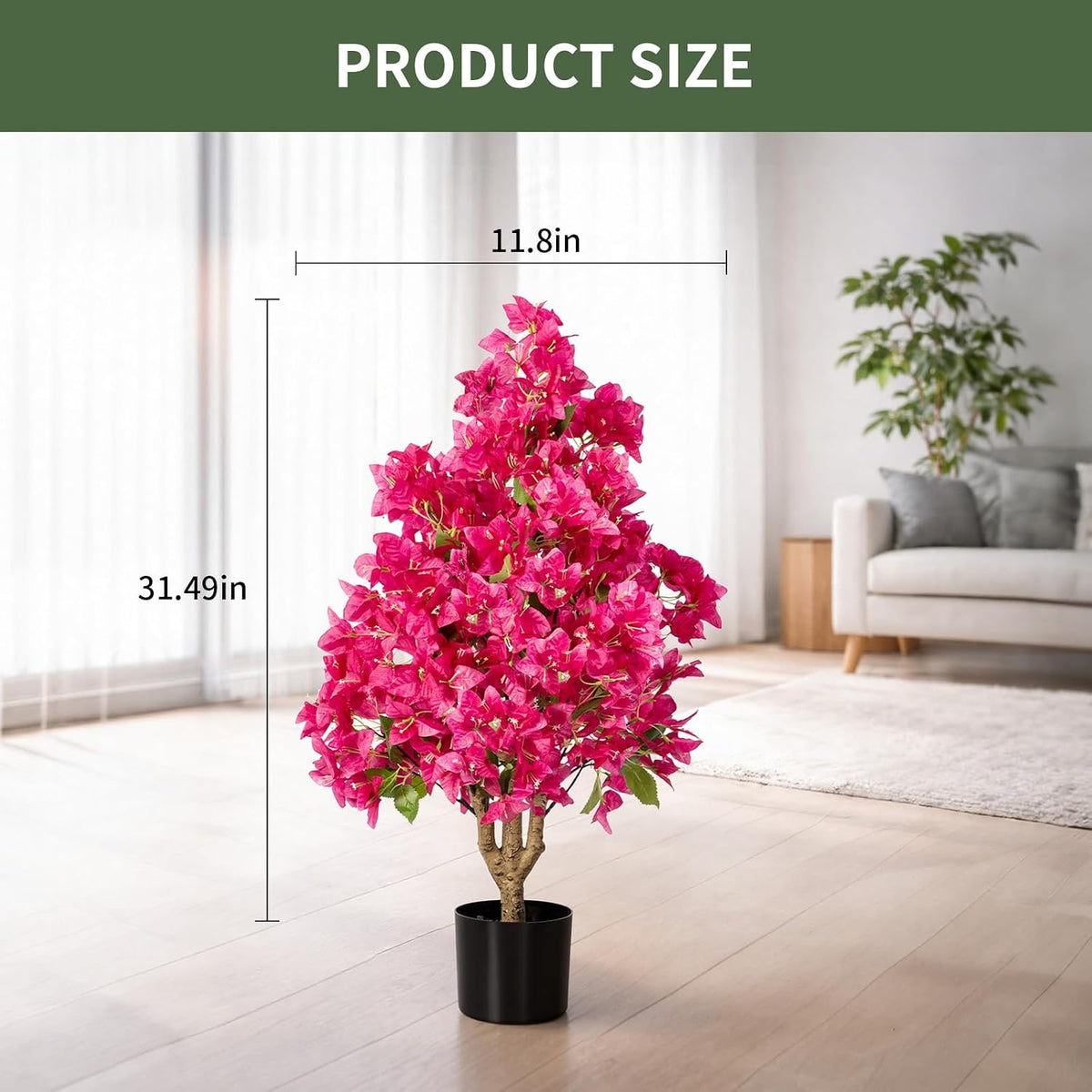 2Pack Artificial Bougainvillea Tree, Faux Silk Floral Tree Bougainvillea Plant with Flowers, Faux UV Resistant Shurbs Trees for Outside,Front Porch,Patio,Balcony Decor