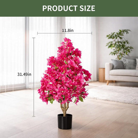 2Pack Artificial Bougainvillea Tree, Faux Silk Floral Tree Bougainvillea Plant with Flowers, Faux UV Resistant Shurbs Trees for Outside,Front Porch,Patio,Balcony Decor