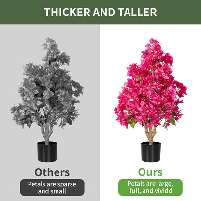 2Pack Artificial Bougainvillea Tree, Faux Silk Floral Tree Bougainvillea Plant with Flowers, Faux UV Resistant Shurbs Trees for Outside,Front Porch,Patio,Balcony Decor