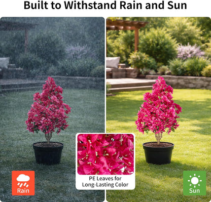 2Pack Artificial Bougainvillea Tree, Faux Silk Floral Tree Bougainvillea Plant with Flowers, Faux UV Resistant Shurbs Trees for Outside,Front Porch,Patio,Balcony Decor